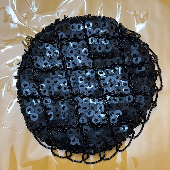 Bags | Vintage Black Round Sequin Evening Bag 6 W Handmade In Hong Kong ...
